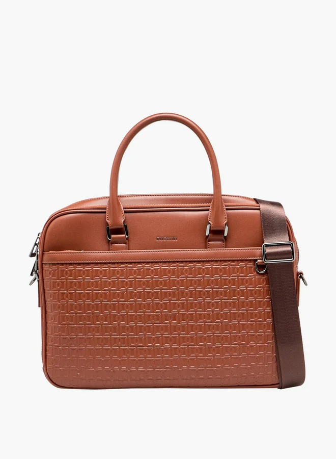 DUCHINI Men Monogram Textured Laptop Bag